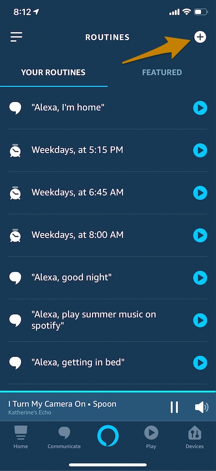 Alexa routine screenshot - new routine