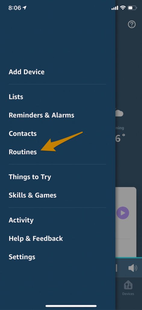 Alexa routine screenshot