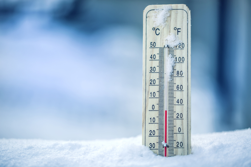 A thermometer in the snow showing cold temperatures