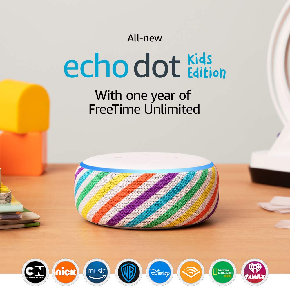 Echo dot kids edition in rainbow colors