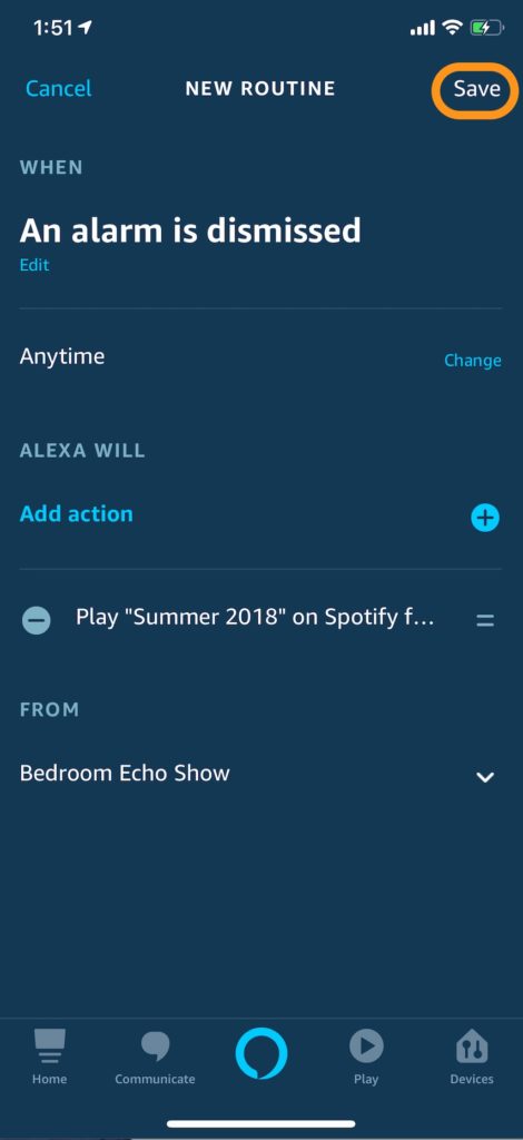 Alexa flash briefing store alarm