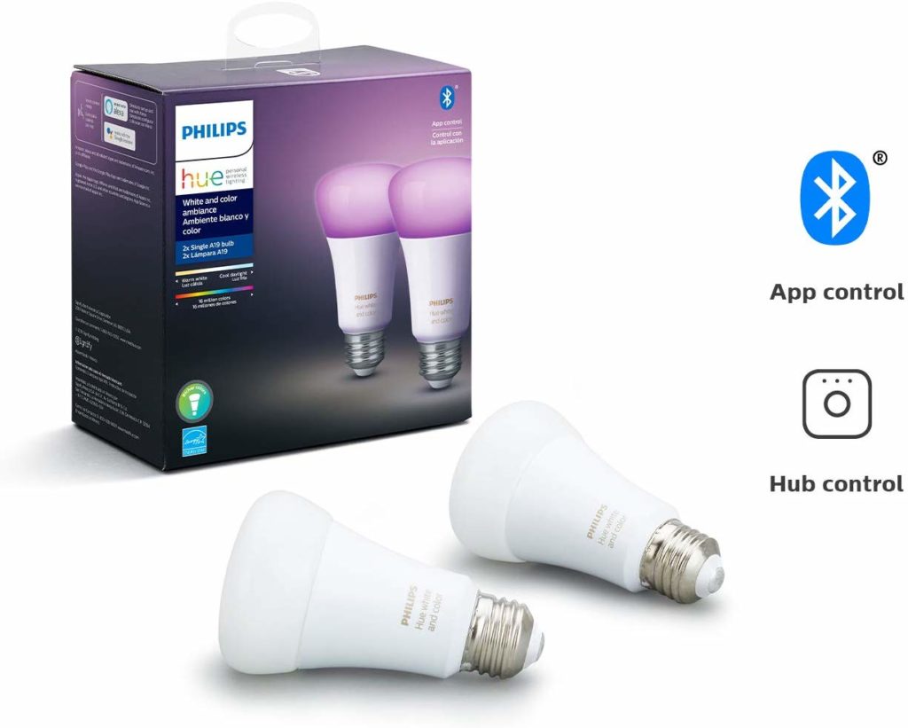 Image of Hue White & Color Ambiance smart light bulbs